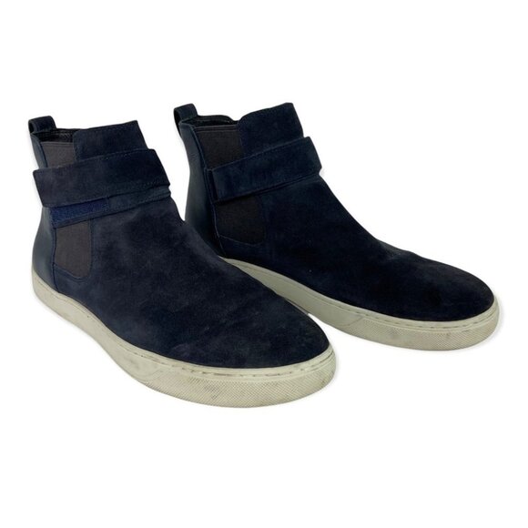 Vince Blue Belmont High Top‎ Sneakers Flat Shoes Mens Size 11 Italian Calf Suede - Picture 3 of 12
